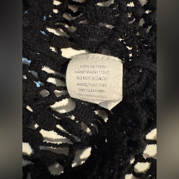 Black short sleeve crochet shirt loose knit shirt cover up | Women’s S - Picture 5 of 7